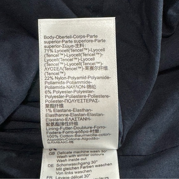 NWT Scotch & Soda Textured Smocked Navy Mini Dress With Voluminous Puff Sleeves - Picture 15 of 15